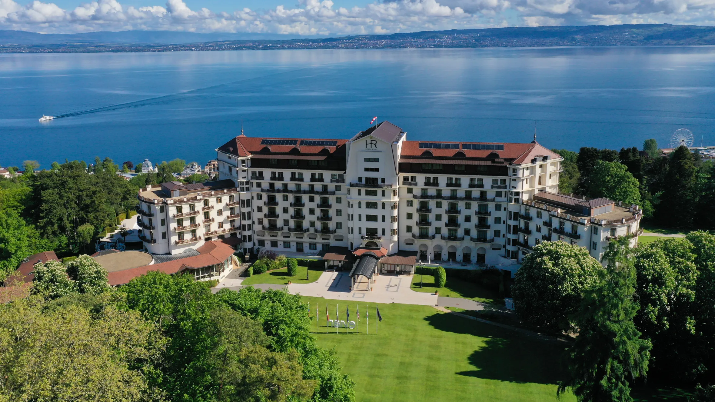 Lakeside resort at Évian-les-Bains on Lake Geneva, site of the 2026 G7 summit