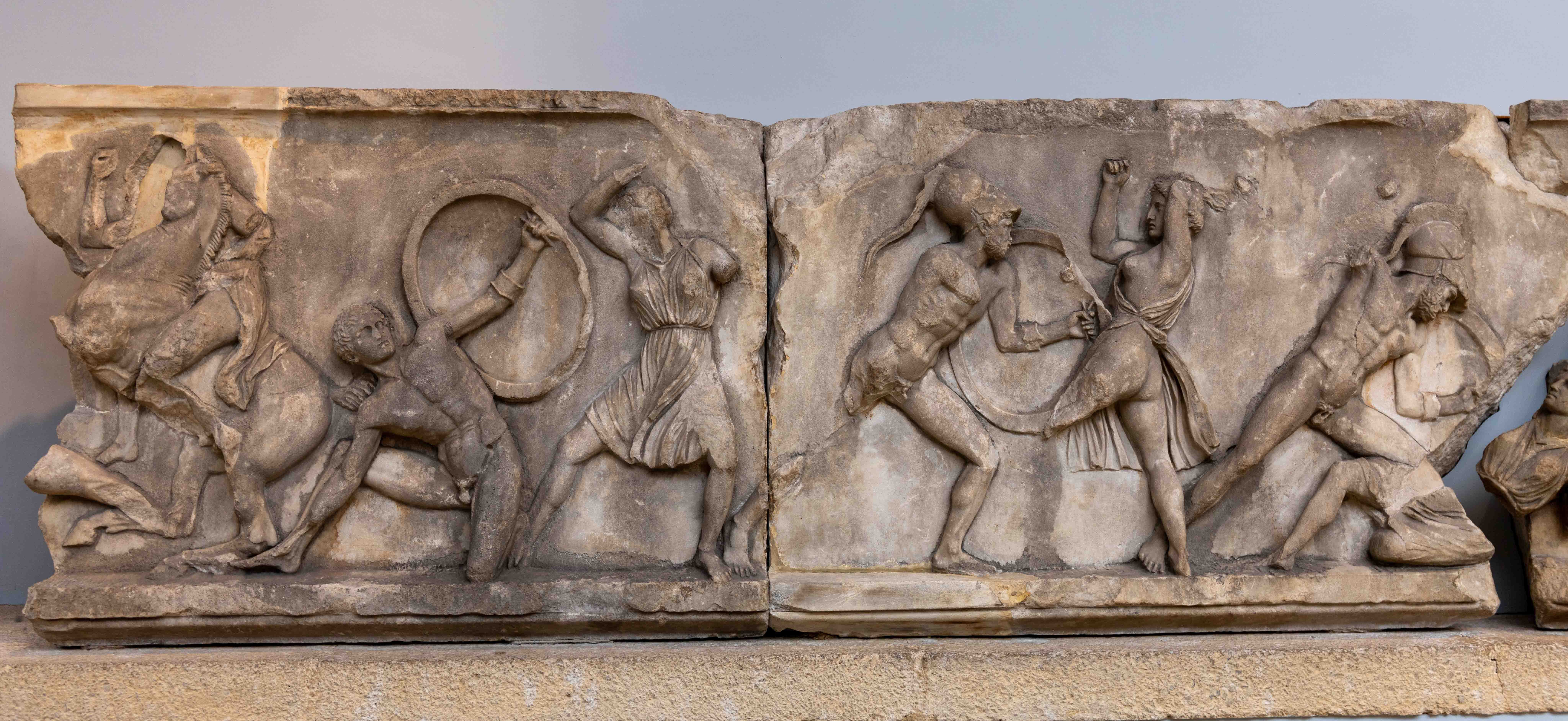 Sections of the Amazon frieze from the Mausoleum at Halicarnassus, c. 350 BCE, British Museum