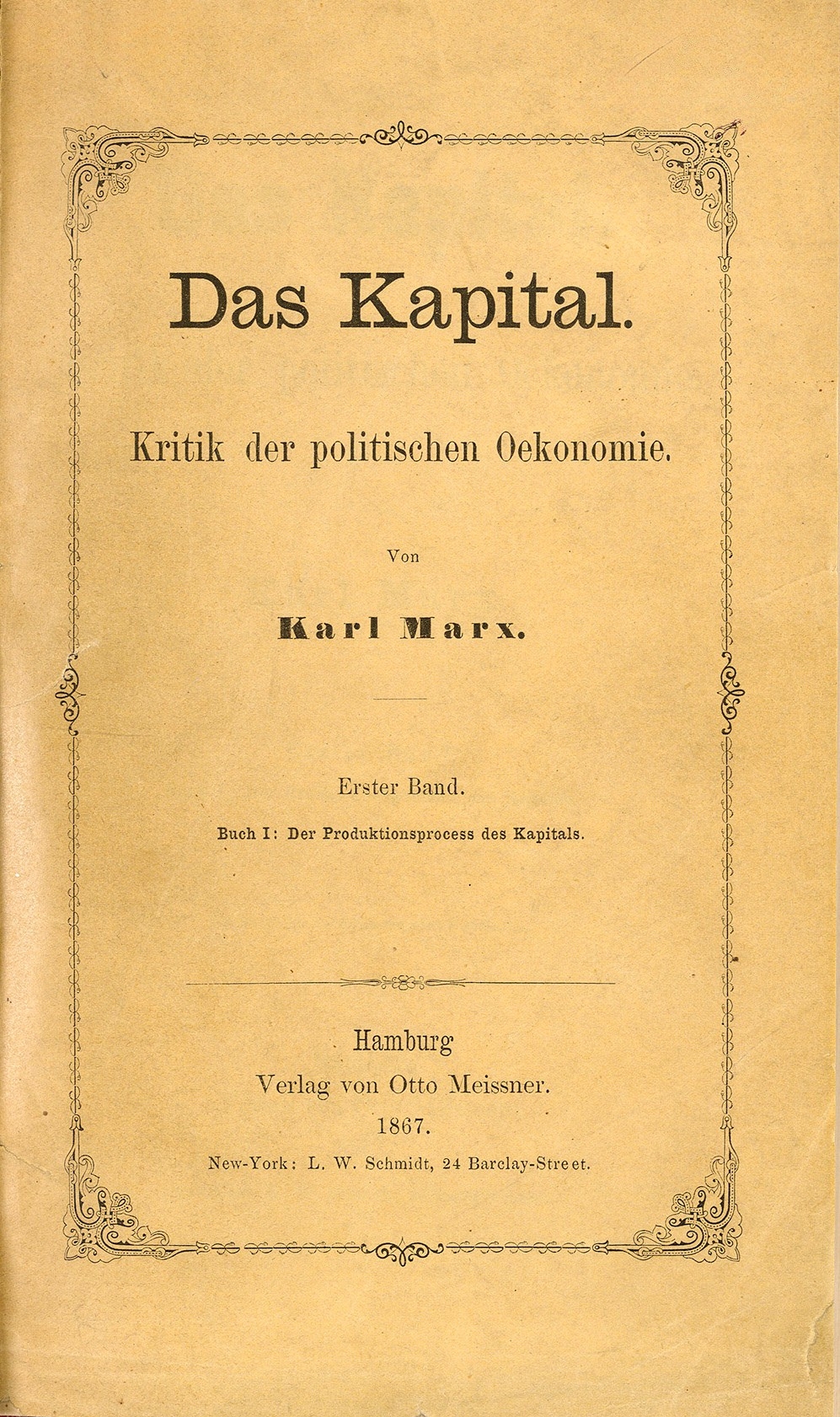 Title page of an early edition of Karl Marx's Das Kapital