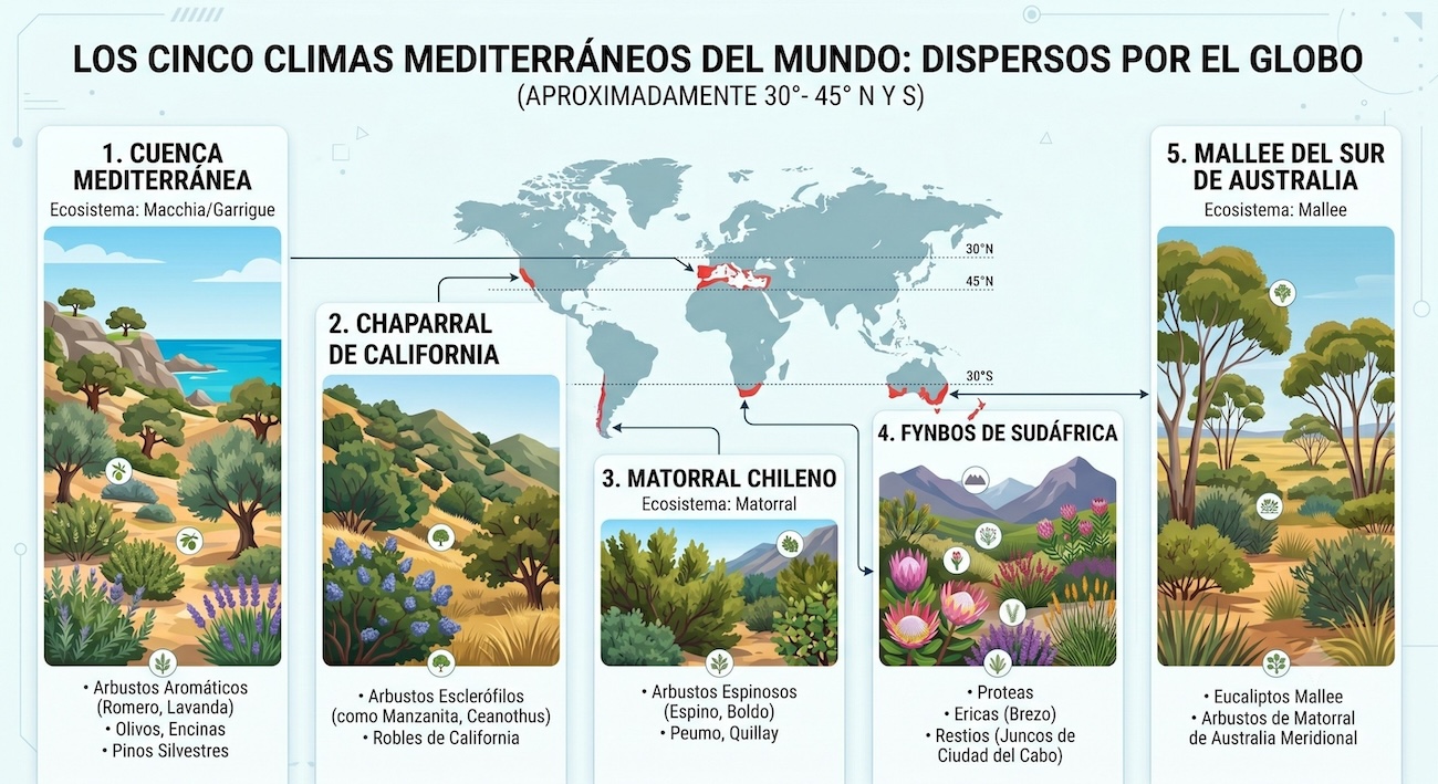 La misma respuesta, cinco veces seguidas: evolución convergente y la paradoja de la diversidad animal en las regiones de clima mediterráneo